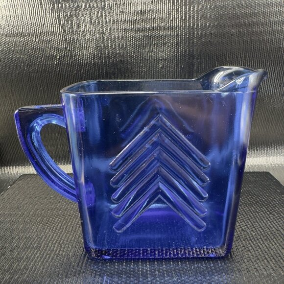 Vintage Hazel Atlas Cobalt Blue Depression Glass Creamer Pitcher Jug Carafe VTG - Picture 7 of 12